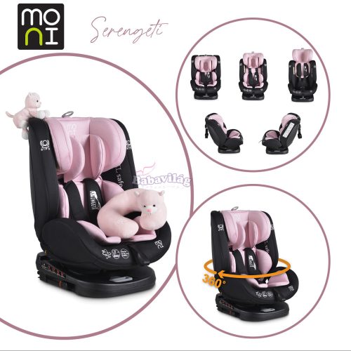 Moni Serengeti i-size isofix autós ülés 40-150cm 360° forgatható pink